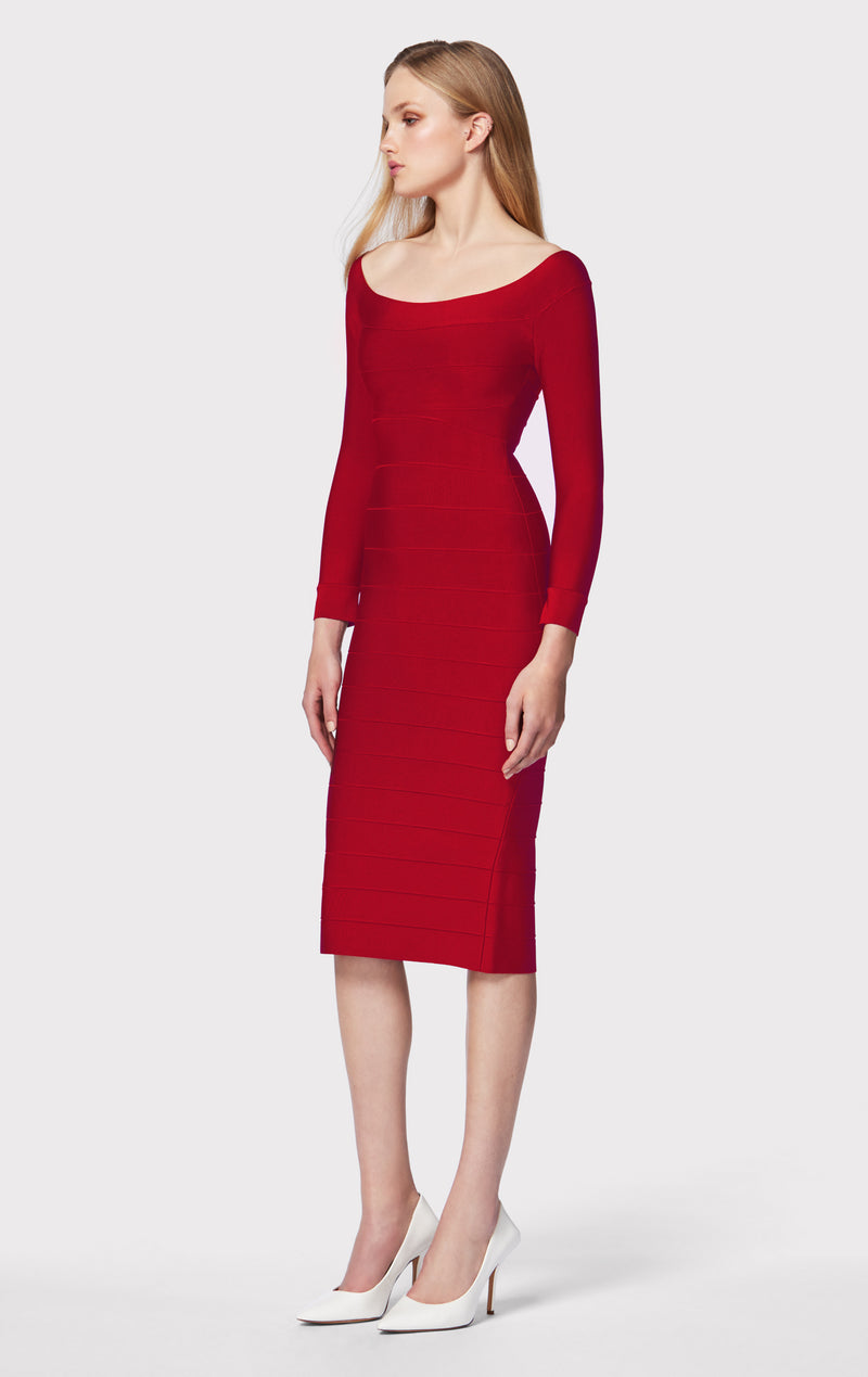 ICON SCOOP NECK MIDI DRESS