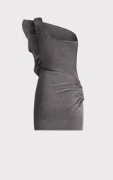 DRAPED INTERLOCK METALLIC MINI DRESS