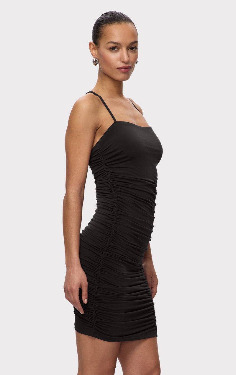 Ruched Jersey Mini Dress Black / XS Ruched Jersey Mini Dress Black / XS