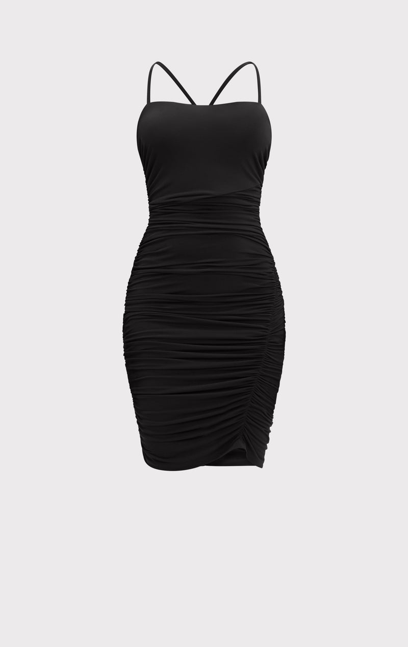 Ruched Jersey Mini Dress Black / XS Ruched Jersey Mini Dress Black / XS