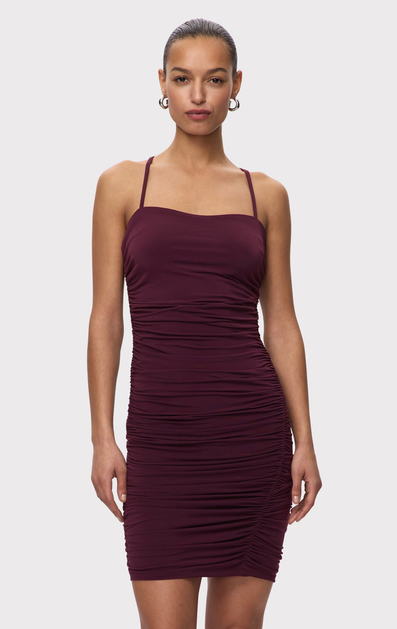 RUCHED JERSEY MINI DRESS