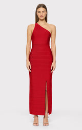 ONE SHOULDER BANDAGE GOWN W SLIT