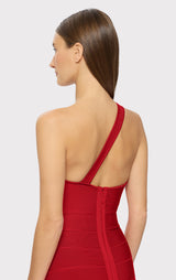 ONE SHOULDER BANDAGE GOWN W SLIT