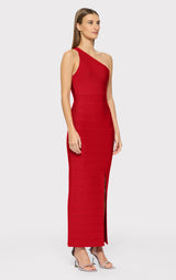 ONE SHOULDER BANDAGE GOWN W SLIT