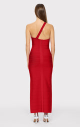 ONE SHOULDER BANDAGE GOWN W SLIT