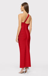 ONE SHOULDER BANDAGE GOWN W SLIT