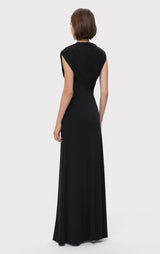 RUCHED MATTE JERSEY S/L DRAPED GOWN