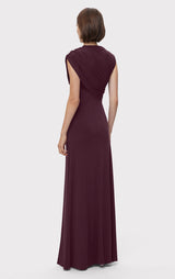 RUCHED MATTE JERSEY S/L DRAPED GOWN