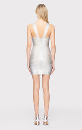 FOIL HALTER MINI DRESS