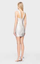 FOIL HALTER MINI DRESS