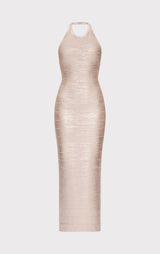 FOIL HALTER BANDAGE GOWN