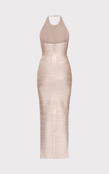 FOIL HALTER BANDAGE GOWN