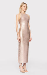 FOIL HALTER BANDAGE GOWN