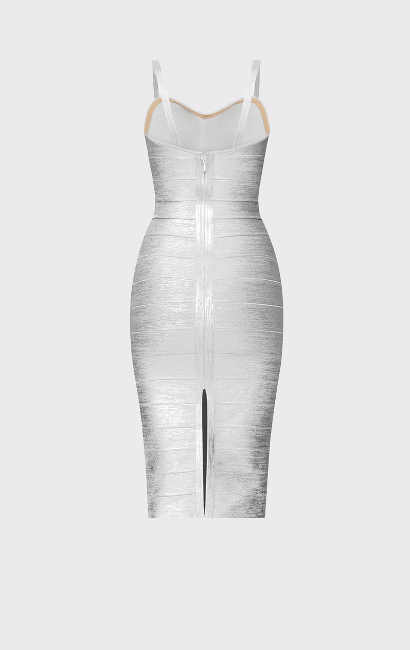 silver bandage bodycon dress Raveena Silver Abstract Bandage Bodycon Maxi Dress