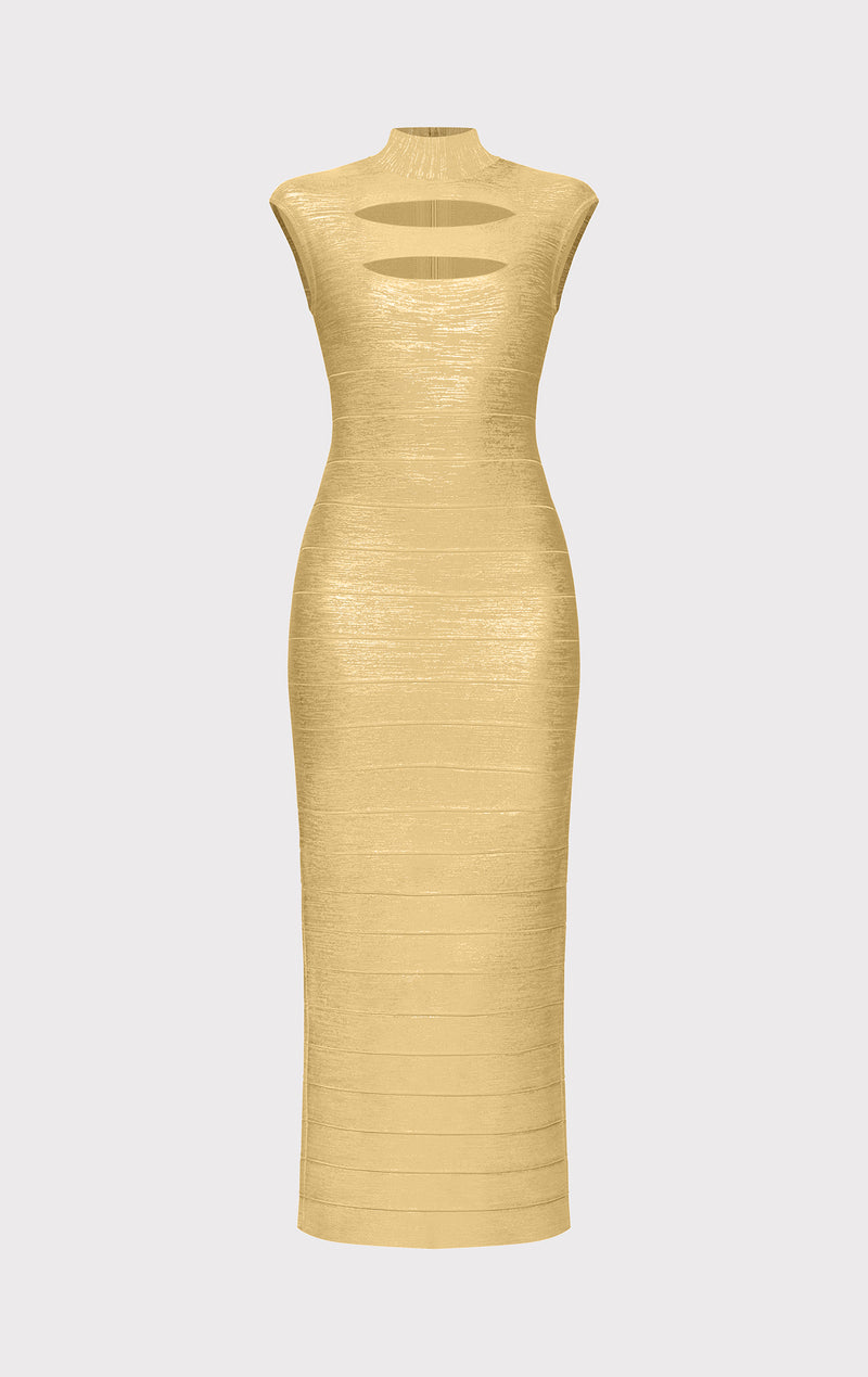 FOIL CAP SLEEVE CUT-OUT GOWN HERV LGER FOIL CAP SLEEVE CUT-OUT GOWN HERV LGER