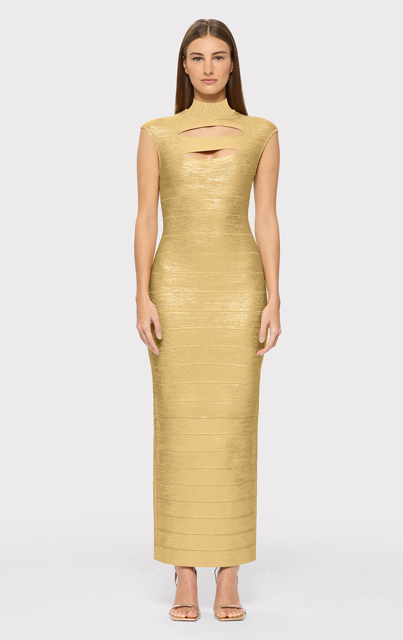 FOIL CAP SLEEVE CUT-OUT GOWN HERV LGER FOIL CAP SLEEVE CUT-OUT GOWN HERV LGER