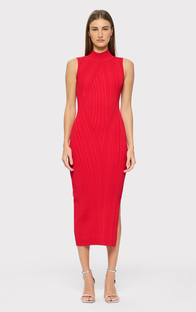 RIB KNIT SLEEVELESS TURTLENECK DRESS – HERVÉ LÉGER