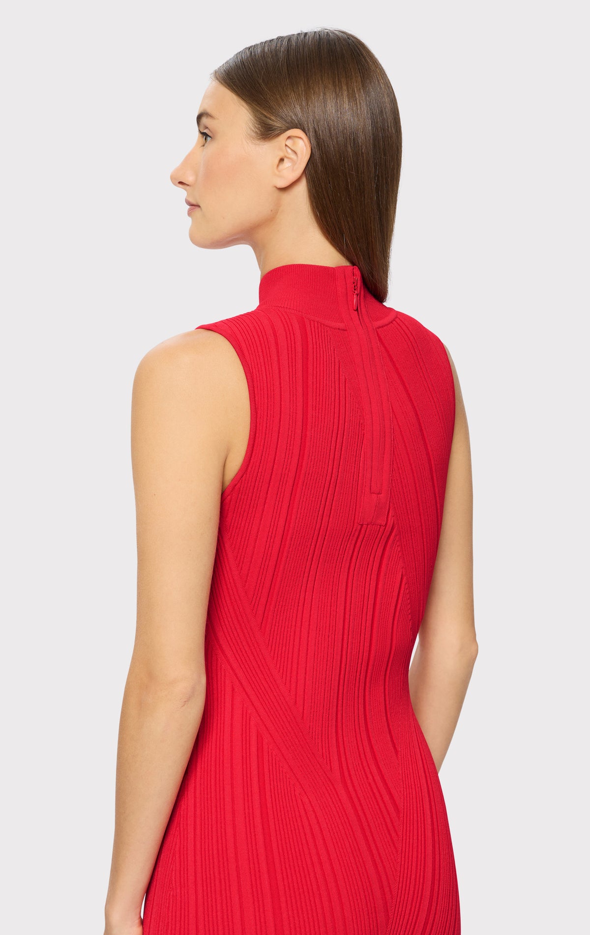 RIB KNIT SLEEVELESS TURTLENECK DRESS – HERVÉ LÉGER