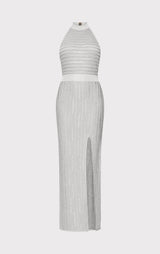 LUREX EYELASH MOCK NECK GOWN