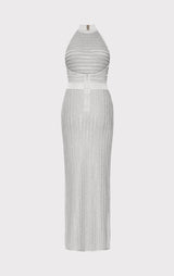 LUREX EYELASH MOCK NECK GOWN