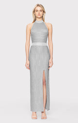 LUREX EYELASH MOCK NECK GOWN