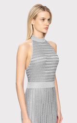 LUREX EYELASH MOCK NECK GOWN