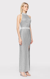 LUREX EYELASH MOCK NECK GOWN