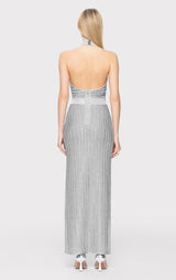 LUREX EYELASH MOCK NECK GOWN