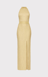 LUREX EYELASH MOCK NECK GOWN