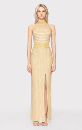 LUREX EYELASH MOCK NECK GOWN