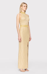 LUREX EYELASH MOCK NECK GOWN