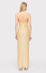 LUREX EYELASH MOCK NECK GOWN