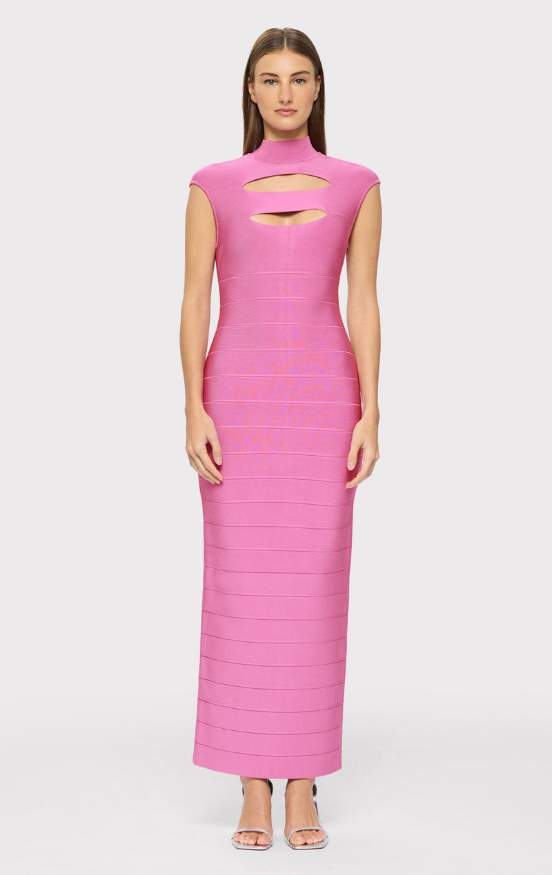 herve leger cut out dress Herv Lger Cutout Draped Fringe Gown