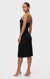 STRAPPY JERSEY MIDI DRESS W CRYSTAL TRIM