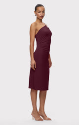 STRAPPY JERSEY MIDI DRESS W CRYSTAL TRIM