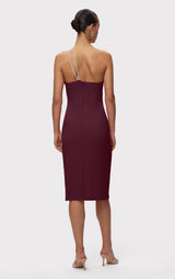 STRAPPY JERSEY MIDI DRESS W CRYSTAL TRIM