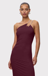 STRAPPY JERSEY MIDI DRESS W CRYSTAL TRIM