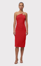 STRAPPY JERSEY MIDI DRESS W CRYSTAL TRIM