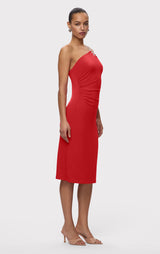 STRAPPY JERSEY MIDI DRESS W CRYSTAL TRIM