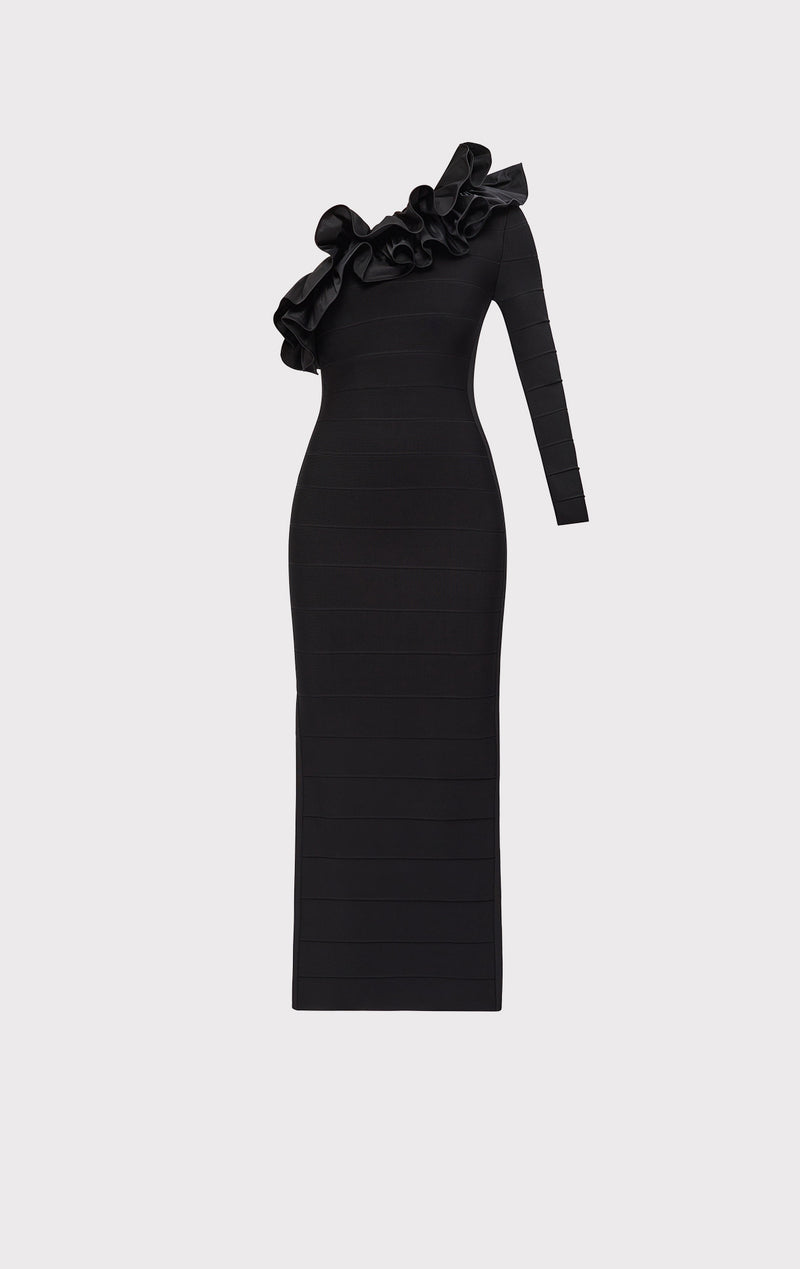 ASYMMETRICAL RUFFLE GOWN HERV LGER ASYMMETRICAL RUFFLE GOWN HERV LGER