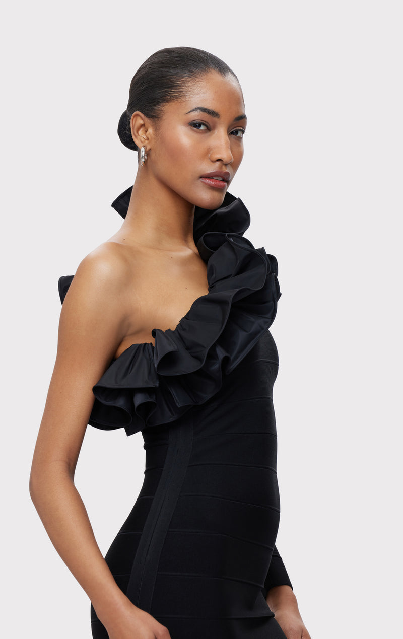 ASYMMETRICAL RUFFLE GOWN HERV LGER ASYMMETRICAL RUFFLE GOWN HERV LGER