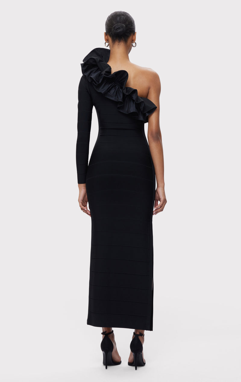 Asymmetrical Ruffle Gown Black / Xs Asymmetrical Ruffle Gown Black / Xs