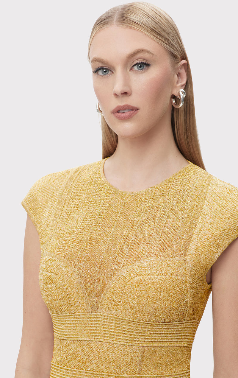 sheer bustier dress La Femme 32445 - Long Hot Stone Fishnet/Tulle A Line Dress