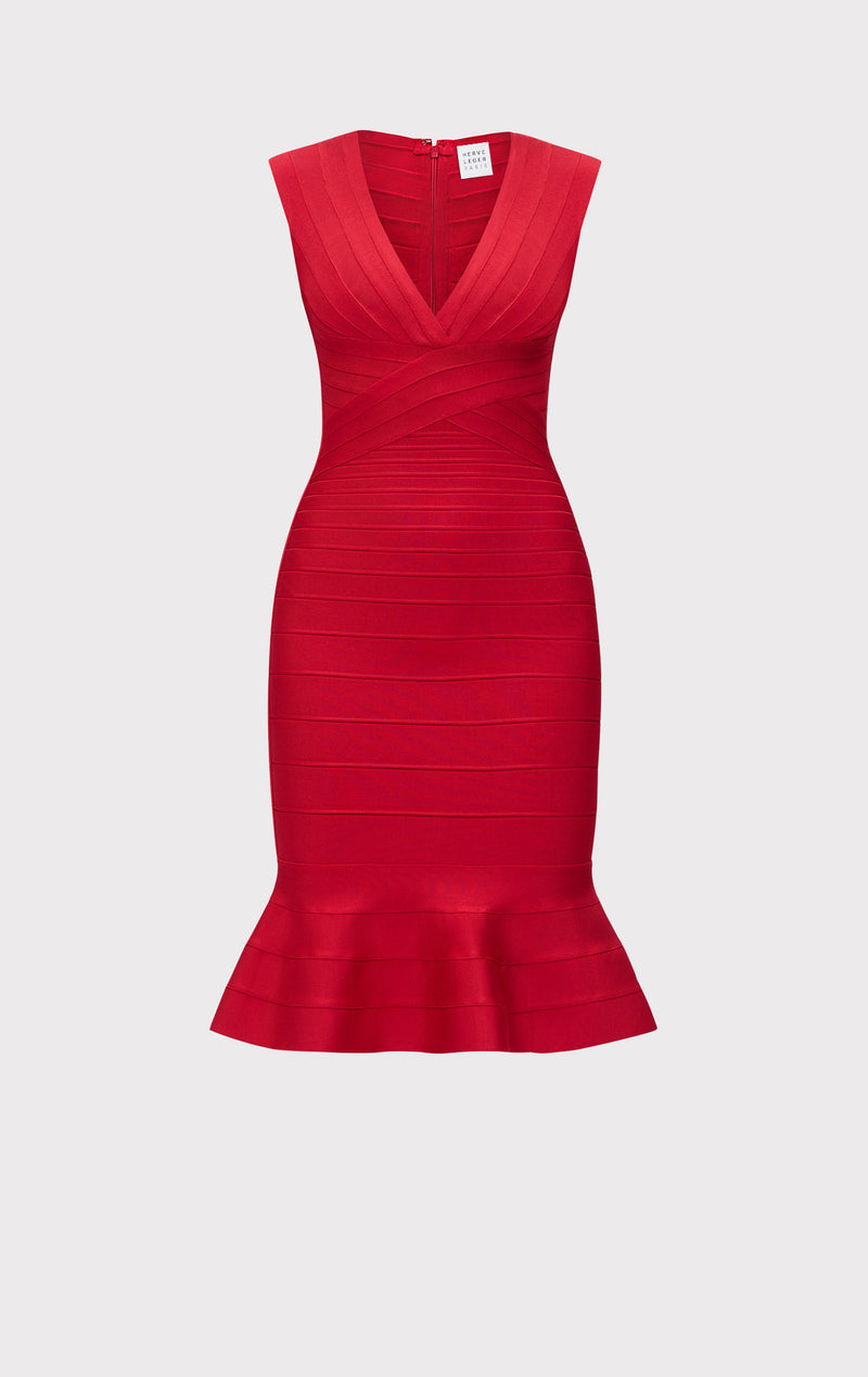 The Sophie Dress - Lipstick Red, L, by Herve Leger The Sophie Dress - Lipstick Red, L, by Herve Leger