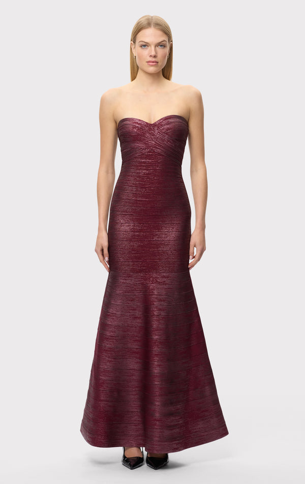 The Metallic Sara Gown Dark Red FOIL / XXS