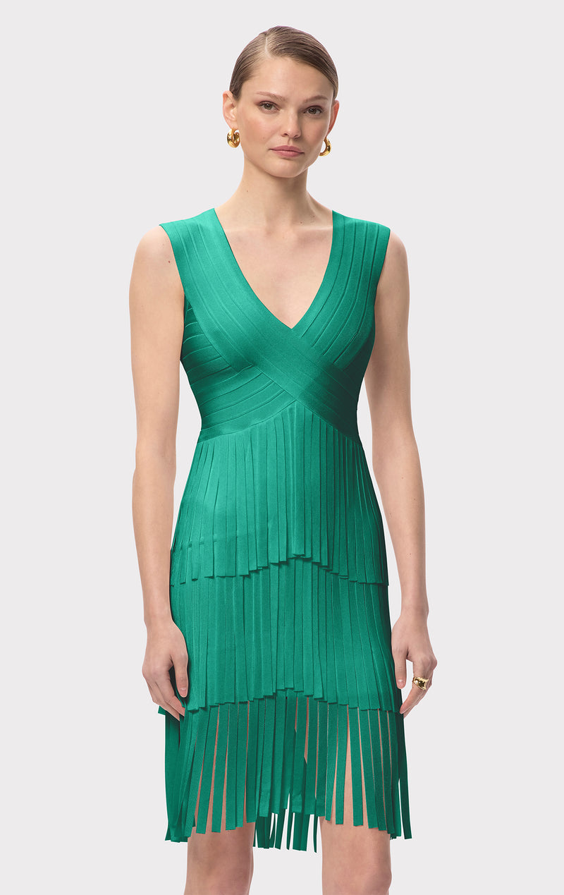 THE Gracie Midi Dress - Green Opal, M, by Herve Leger THE Gracie Midi Dress - Green Opal, M, by Herve Leger