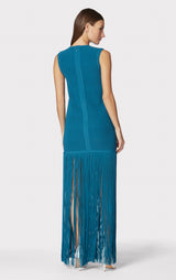 OTTOMAN SHADOW STRIPE FRINGE GOWN