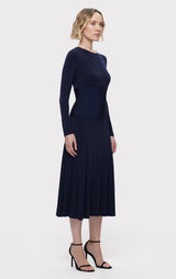 MATTE JERSEY MIDI DRESS WITH BANDAGE WAIST