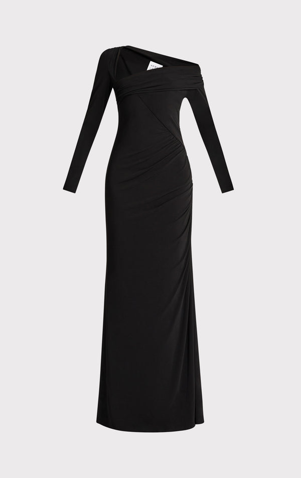 RUCHED JERSEY ASYMMETRIC GOWN