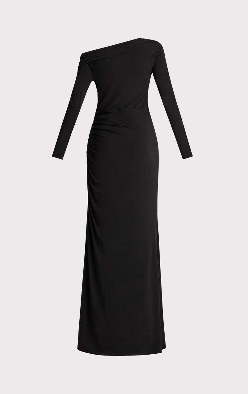 RUCHED JERSEY ASYMMETRIC GOWN